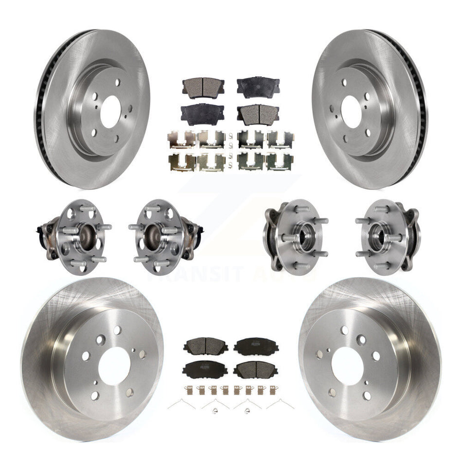 Front Rear Hub Bearing Disc Brake Rotor And Semi-Metallic Pad Kit (10Pc) For Toyota Camry KBB-125189