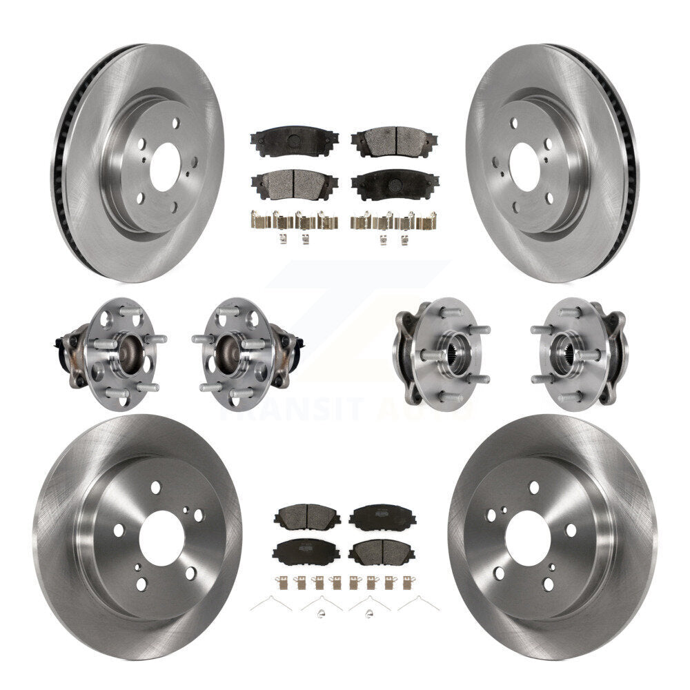 Front Rear Hub Bearing Disc Brake Rotor And Semi-Metallic Pad Kit (10Pc) For Toyota Camry KBB-125191
