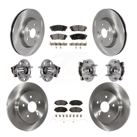 Front Rear Hub Bearing Disc Brake Rotor And Semi-Metallic Pad Kit (10Pc) For Toyota Camry KBB-125191