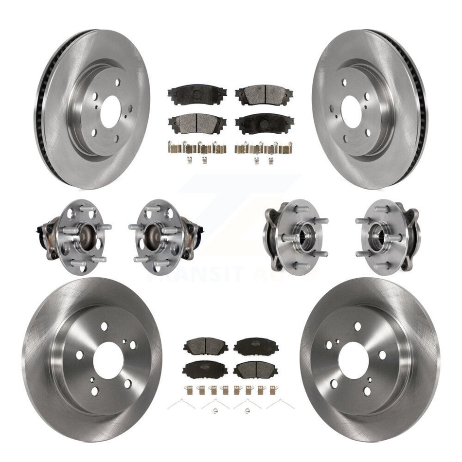 Front Rear Hub Bearing Disc Brake Rotor And Semi-Metallic Pad Kit (10Pc) For Toyota Camry KBB-125191