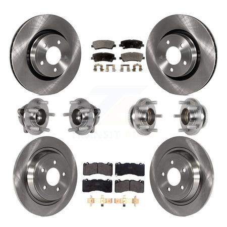 Front Rear Hub Bearing Brake Rotor Pads Kit (10Pc) For 15 Ford Mustang With Brembo Brakes KBB-125196
