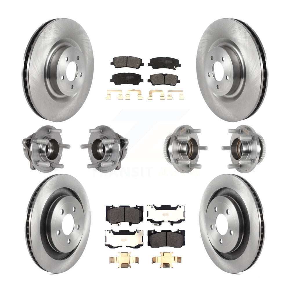 Front Rear Hub Bearing Brake Rotor Pads Kit (10Pc) For Ford Mustang Without Brembo Brakes KBB-125198