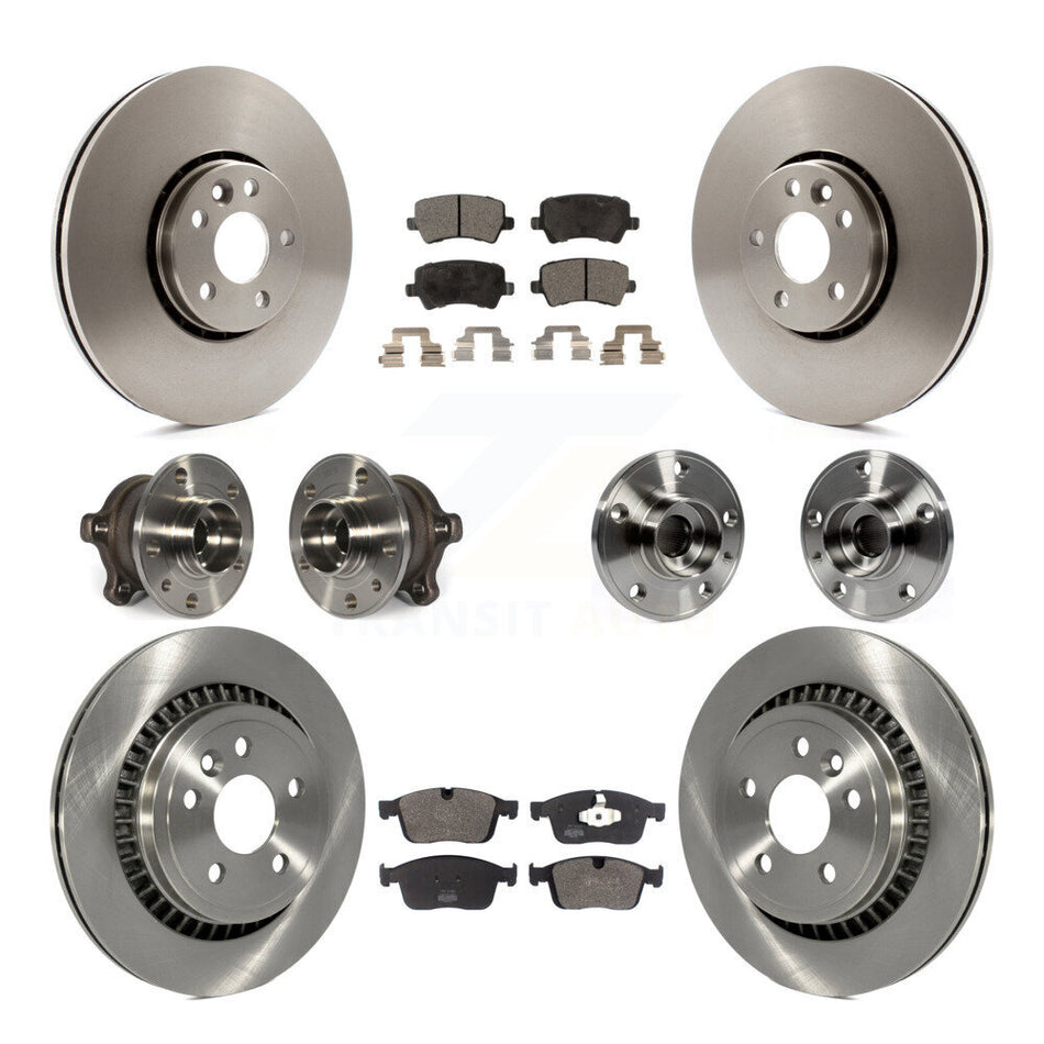 Front Rear Hub Bearings Disc Brake Rotors And Pads Kit (10Pc) For 2017 Volvo XC60 AWD KBB-125199