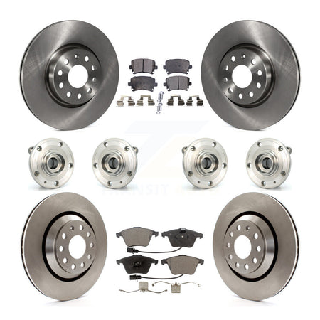 Front Rear Hub Bearings Assembly Disc Brake Rotors And Pads Kit (10Pc) For Volkswagen CC KBB-125200