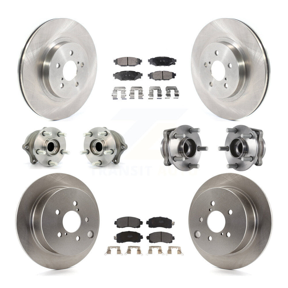 Front Rear Hub Bearing Assembly Disc Brake Rotor And Pads Kit (10Pc) For Subaru Crosstrek KBB-125206
