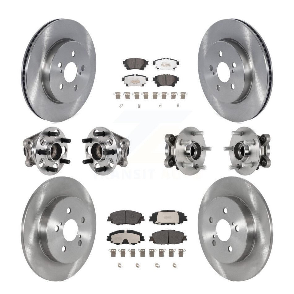 Front Rear Hub Bearings Assembly Disc Brake Rotors And Pads Kit (10Pc) For Toyota Corolla KBB-125209