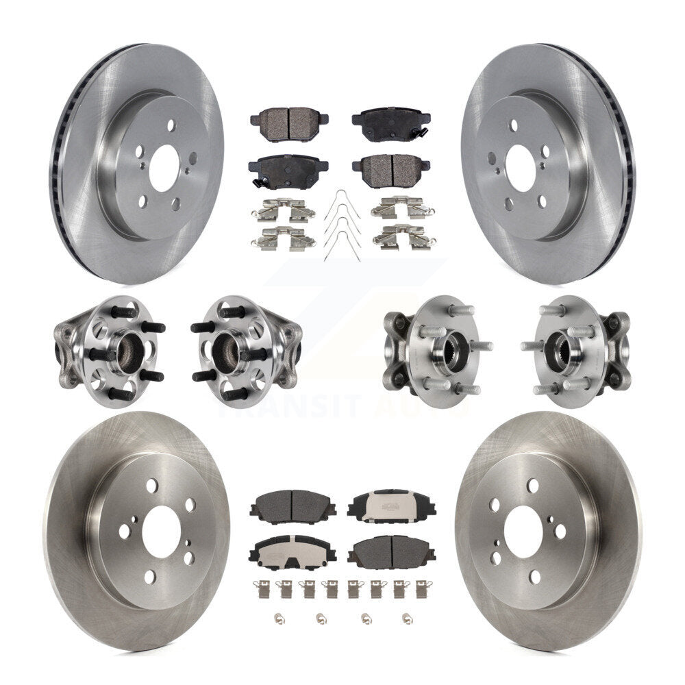 Front Rear Hub Bearing Disc Brake Rotor & Pad Kit (10Pc) For 2020-2022 Toyota Prius Prime KBB-125210