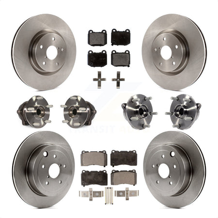 Front Rear Hub Bearings Disc Brake Rotors And Pads Kit (10Pc) For Subaru Impreza WRX STI KBB-125240