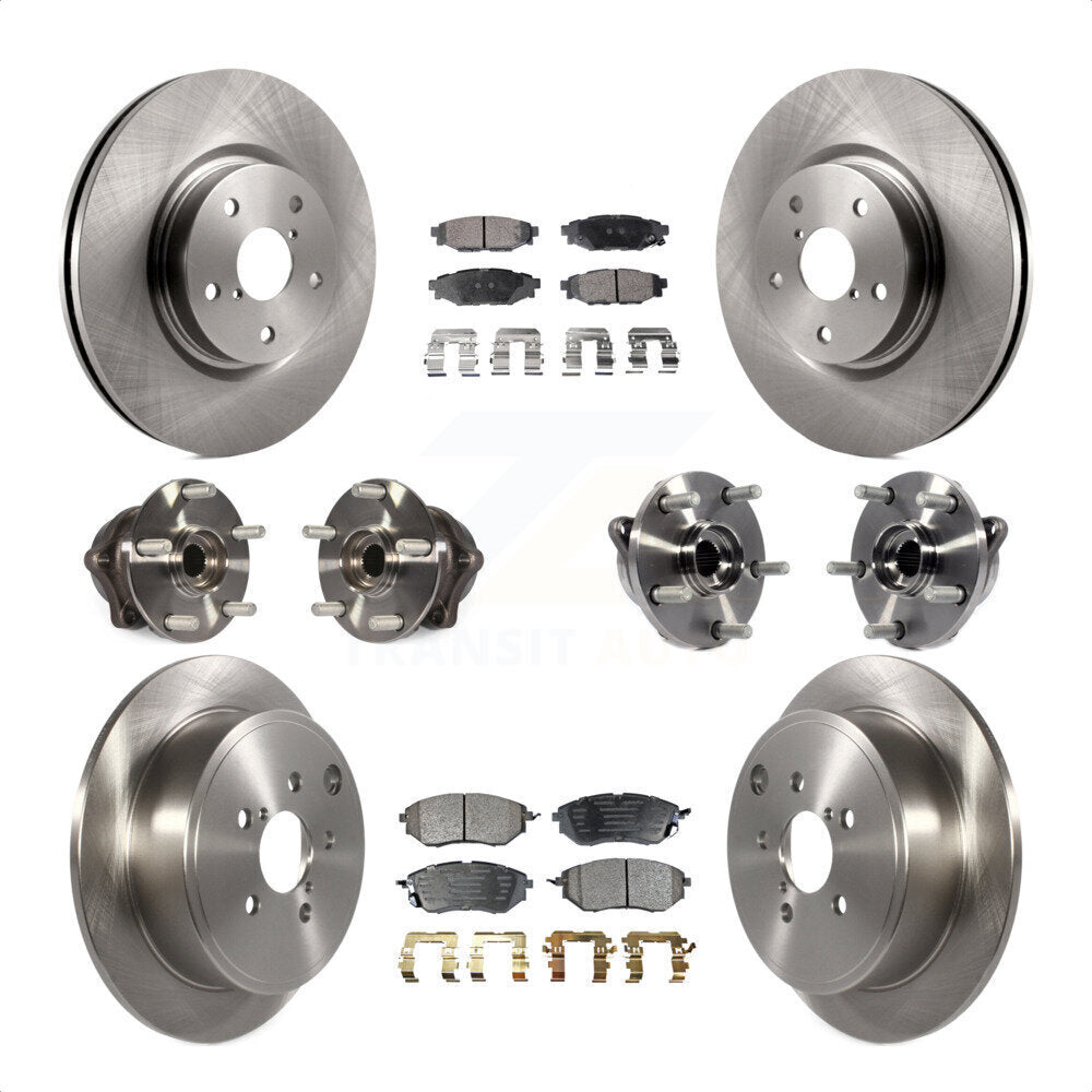Front Rear Hub Bearing Disc Brake Rotors And Semi-Metallic Pads Kit (10Pc) For Subaru WRX KBB-125242
