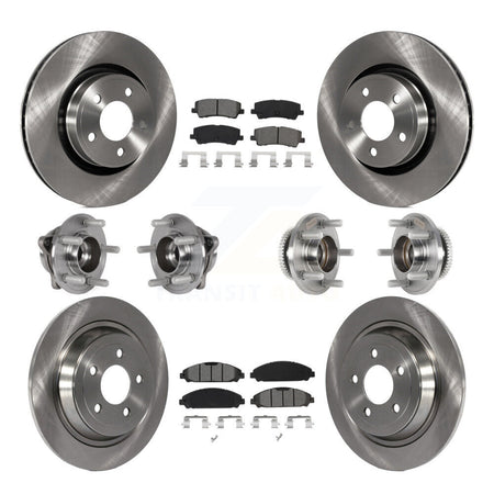 Front Rear Hub Bearing Disc Brake Rotor And Pads Kit (10Pc) For Ford Mustang V6 with 3.7L KBB-125284