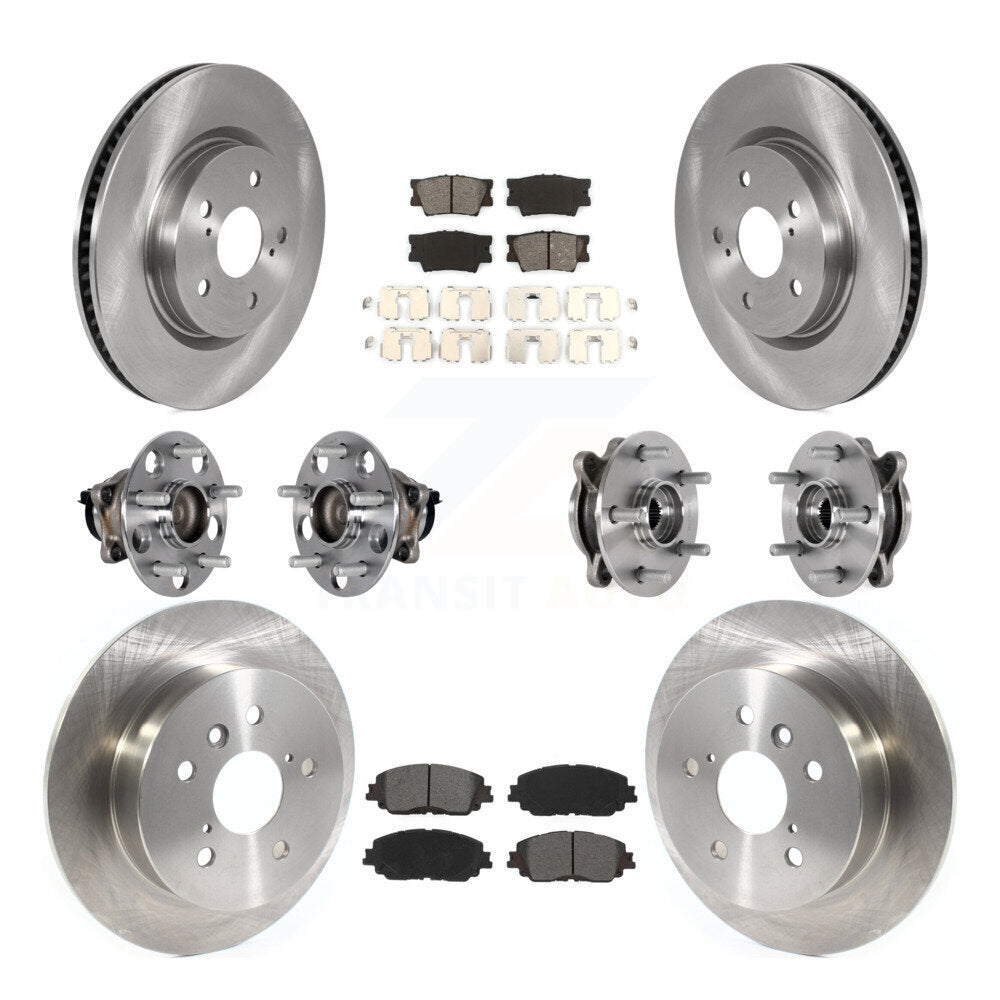 Front Rear Hub Bearing Disc Brake Rotor And Semi-Metallic Pad Kit (10Pc) For Toyota Camry KBB-125291