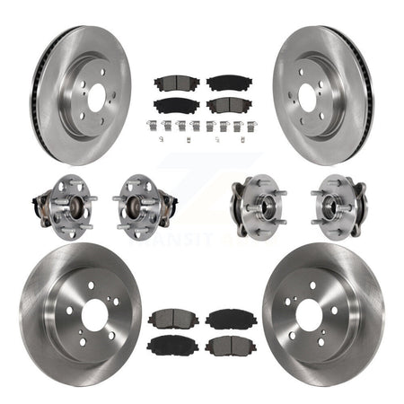 Front Rear Hub Bearing Disc Brake Rotor And Semi-Metallic Pad Kit (10Pc) For Toyota Camry KBB-125292