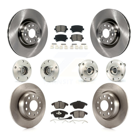 Front Rear Hub Bearings Assembly Disc Brake Rotors And Pads Kit (10Pc) For Volkswagen CC KBB-125314
