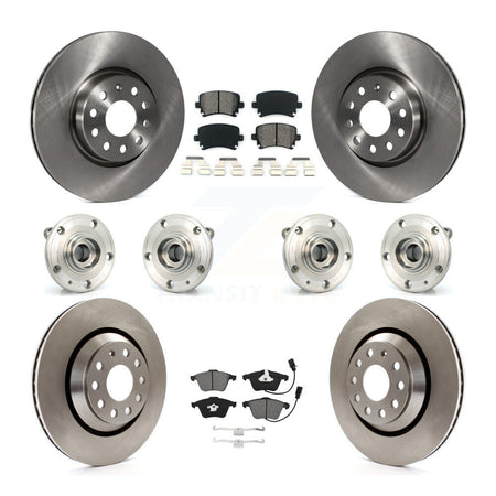 Front Rear Hub Bearings Assembly Disc Brake Rotors And Pads Kit (10Pc) For Volkswagen CC KBB-125315