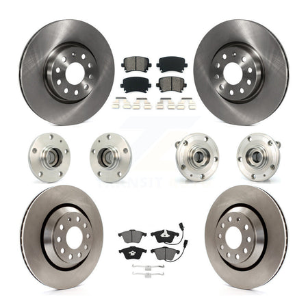 Front Rear Hub Bearings Assembly Disc Brake Rotors And Pads Kit (10Pc) For Volkswagen CC KBB-125317