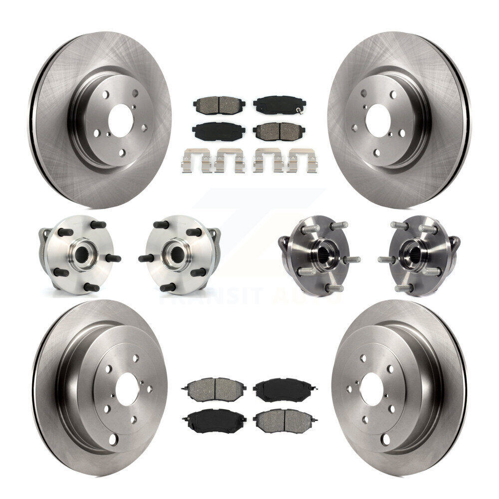 Front Rear Hub Bearing Disc Brake Rotor & Pads Kit (10Pc) For 2006-2007 Subaru B9 Tribeca KBB-125319