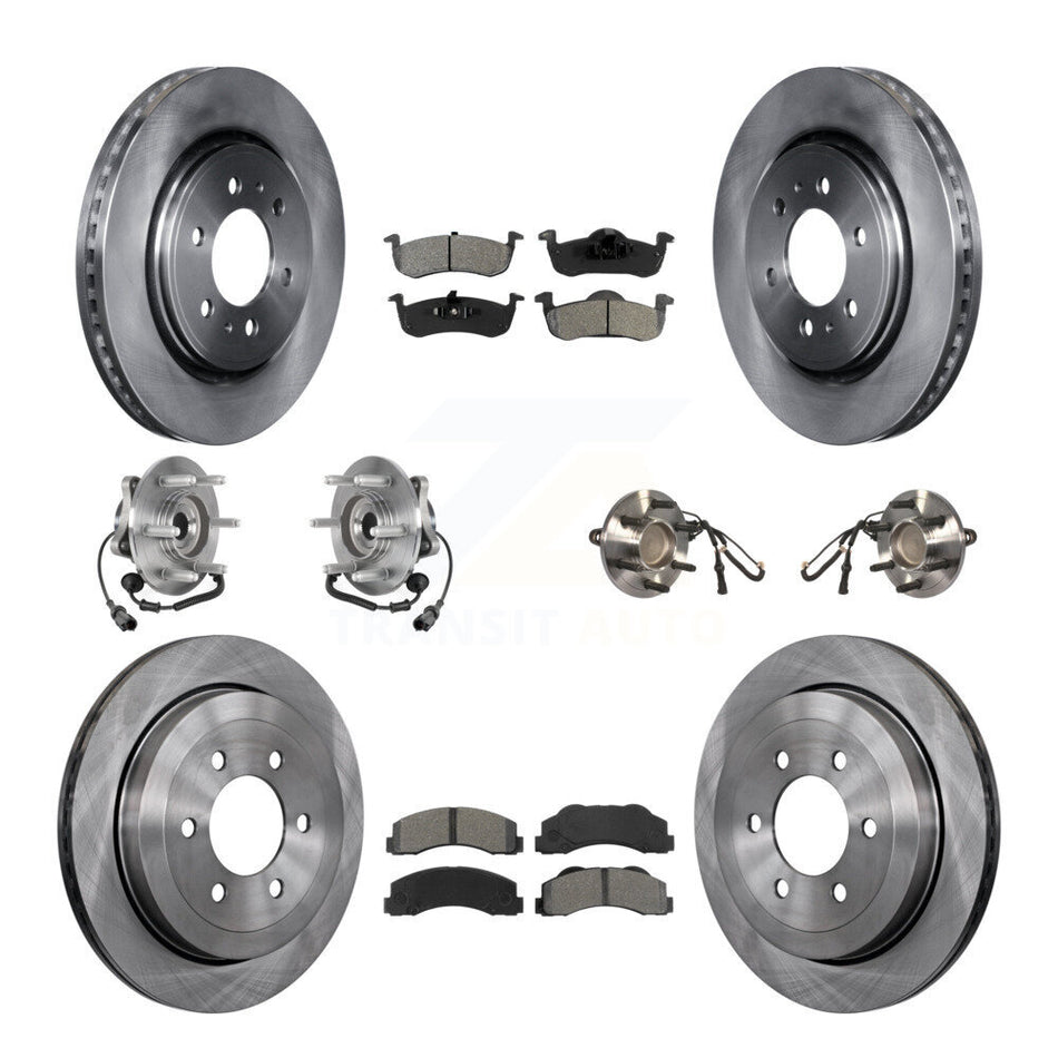 Front Rear Hub Bearing Brake Rotor & Pad Kit (10Pc) For Ford Expedition Lincoln Navigator KBB-125330