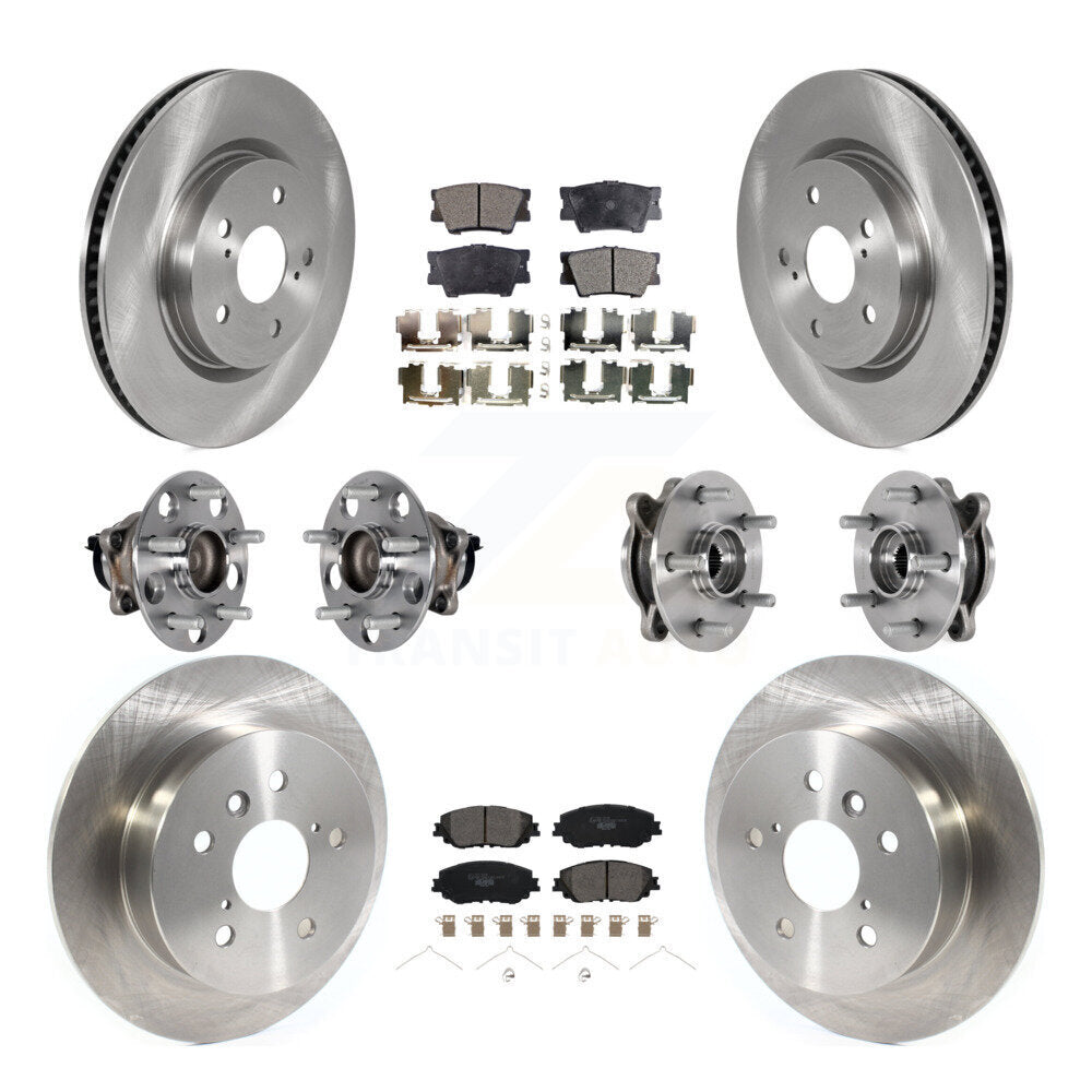 Front Rear Hub Bearings Disc Brake Rotors And Ceramic Pads Kit (10Pc) For Toyota Camry KBB-125339