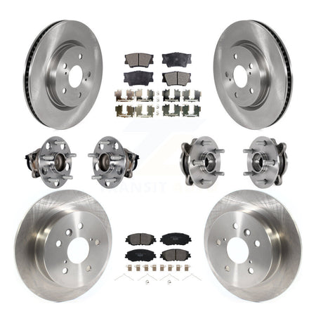 Front Rear Hub Bearings Disc Brake Rotors And Ceramic Pads Kit (10Pc) For Toyota Camry KBB-125339