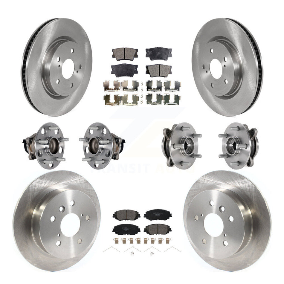 Front Rear Hub Bearings Disc Brake Rotors And Ceramic Pads Kit (10Pc) For Toyota Camry KBB-125339