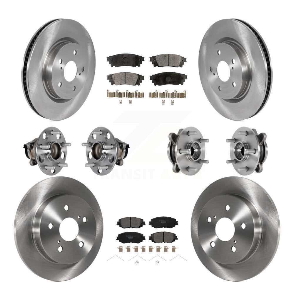 Front Rear Hub Bearings Disc Brake Rotors And Ceramic Pads Kit (10Pc) For Toyota Camry KBB-125341