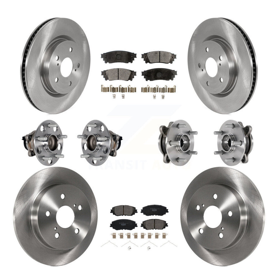 Front Rear Hub Bearings Disc Brake Rotors And Ceramic Pads Kit (10Pc) For Toyota Camry KBB-125341