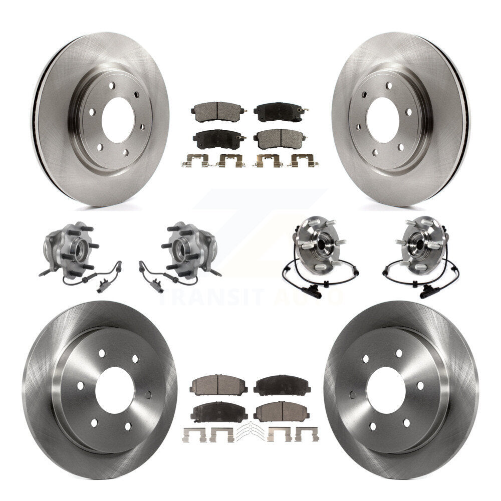 Front Rear Hub Bearing Brake Rotor Pads Kit (10Pc) For Nissan Armada AWD With Solid KBB-125345