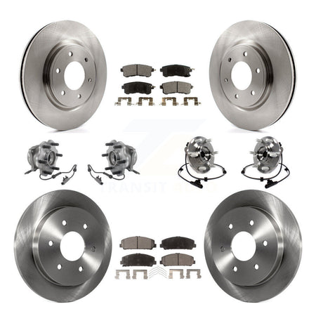 Front Rear Hub Bearing Brake Rotor Pads Kit (10Pc) For Nissan Armada AWD With Solid KBB-125345