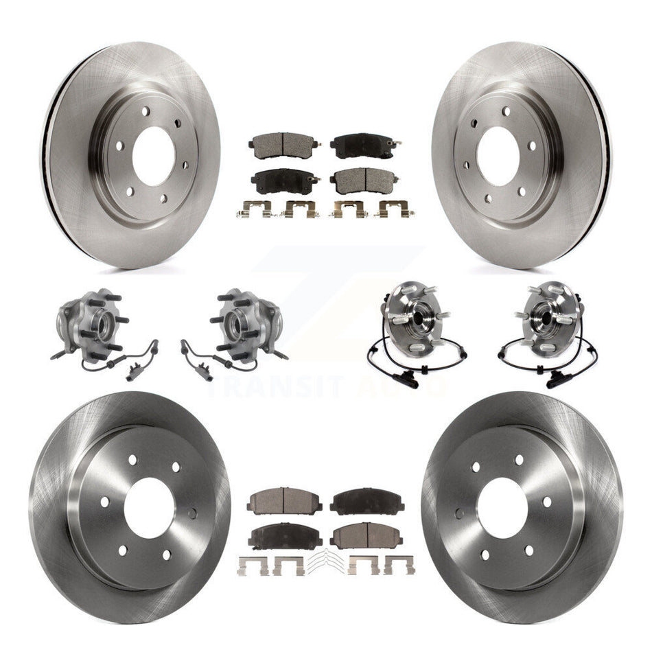 Front Rear Hub Bearing Brake Rotor Pads Kit (10Pc) For Nissan Armada AWD With Solid KBB-125345