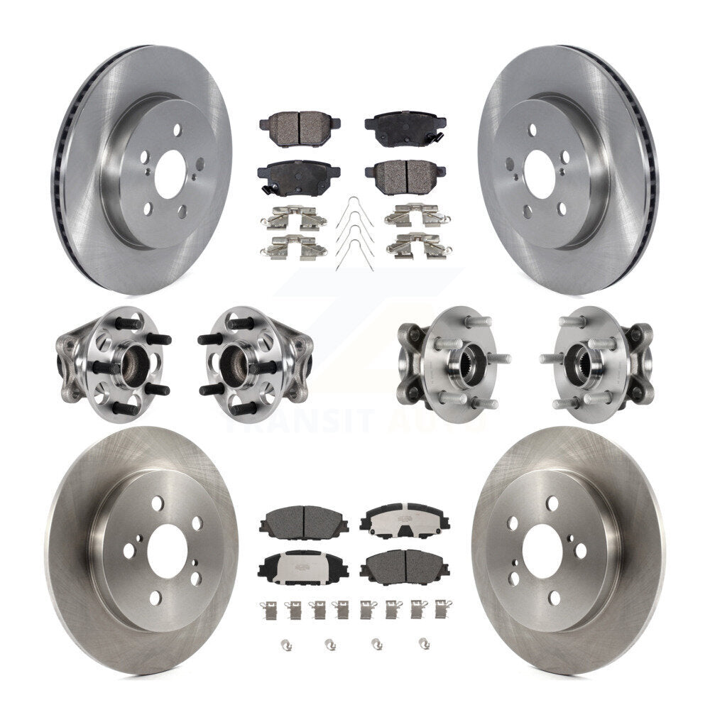 Front Rear Hub Bearing Disc Brake Rotor & Pad Kit (10Pc) For 2020-2022 Toyota Prius Prime KBB-125349