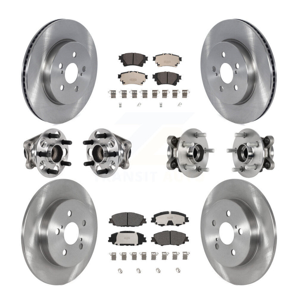 Front Rear Hub Bearings Disc Brake Rotors And Ceramic Pads Kit (10Pc) For Toyota Corolla KBB-125350