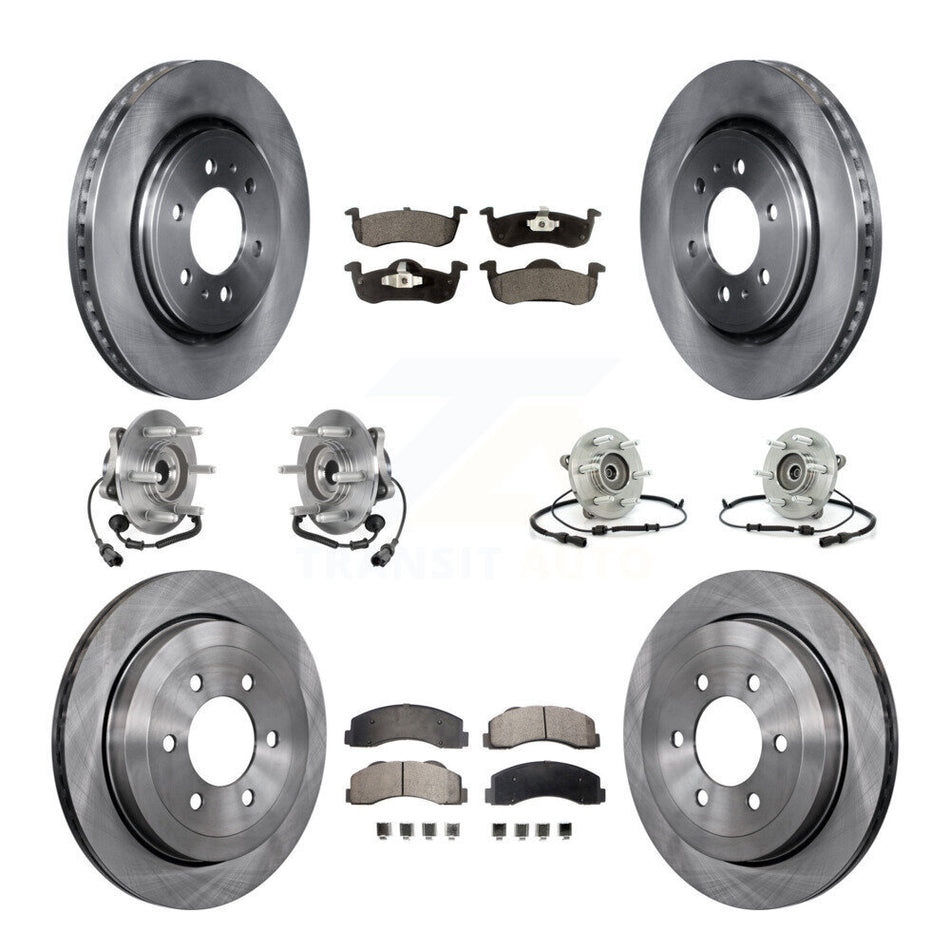 Front Rear Hub Bearing Brake Rotor & Pad Kit (10Pc) For Ford Expedition Lincoln Navigator KBB-125362