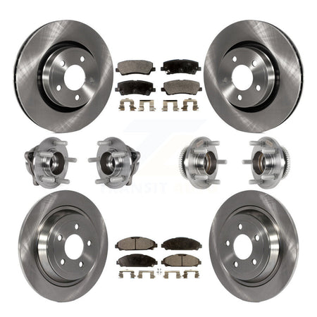 Front Rear Hub Bearing Disc Brake Rotor And Pads Kit (10Pc) For Ford Mustang V6 with 3.7L KBB-125369