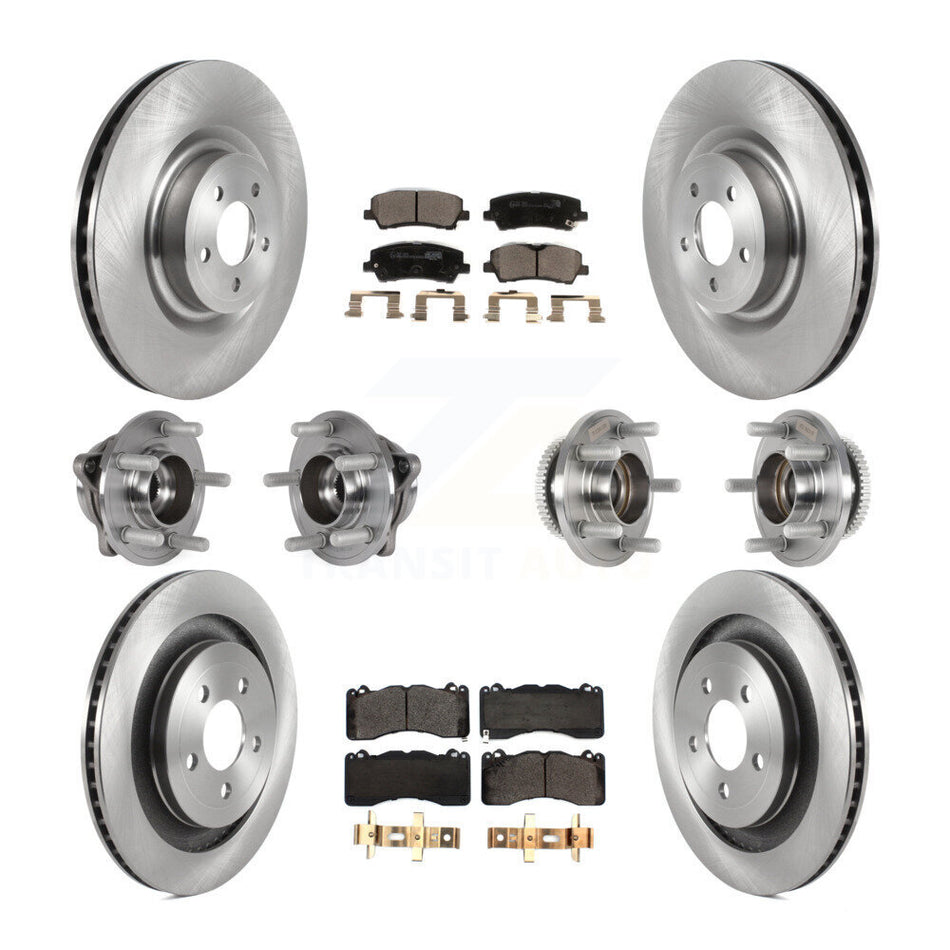 Front Rear Hub Bearing Brake Rotor And Pad Kit (10Pc) For Ford Mustang With Brembo Brakes KBB-125370