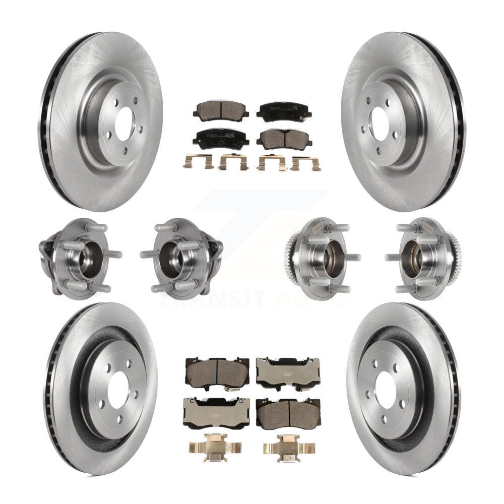 Front Rear Hub Bearing Brake Rotor Pads Kit (10Pc) For Ford Mustang Without Brembo Brakes KBB-125371