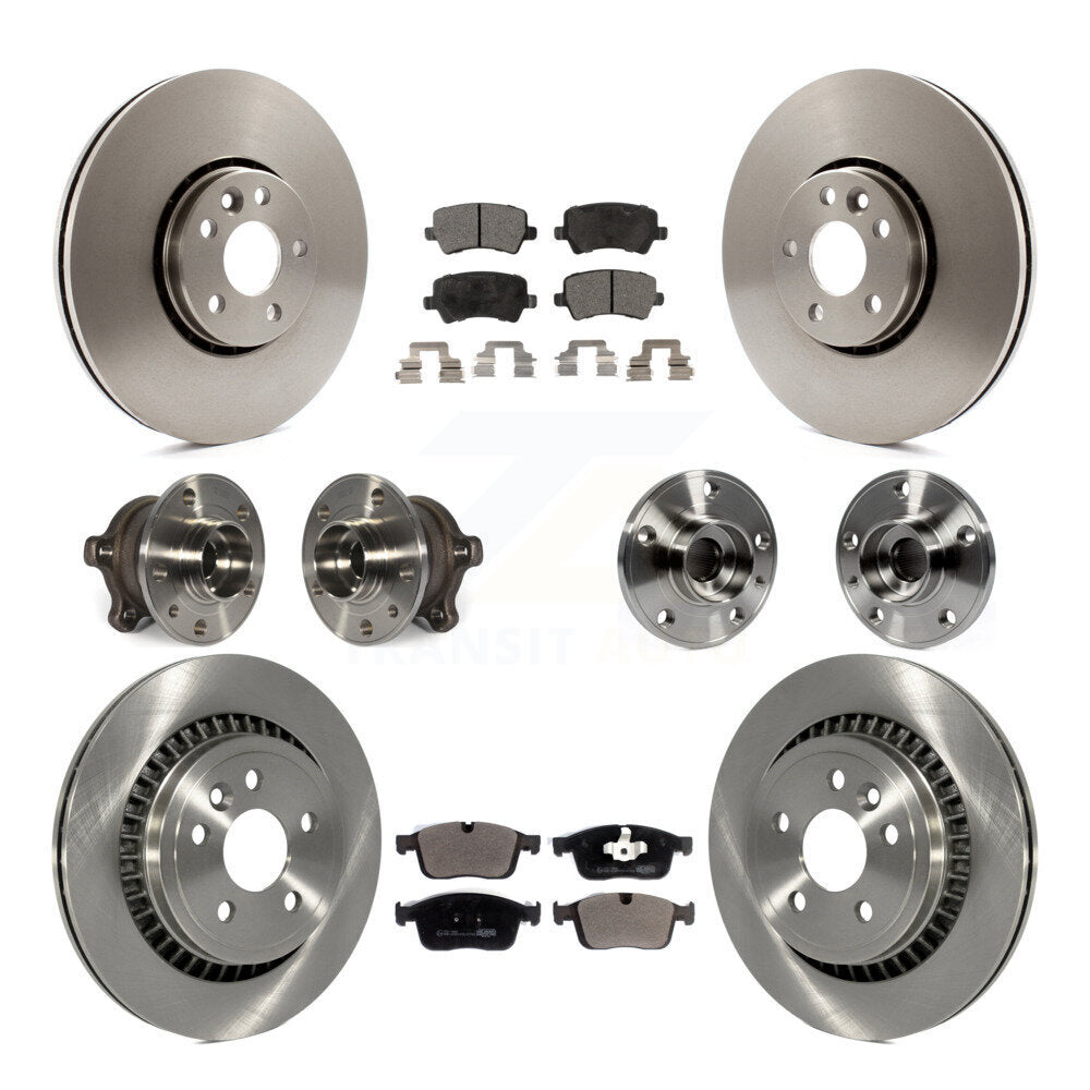 Front Rear Hub Bearings Disc Brake Rotors And Pads Kit (10Pc) For 2017 Volvo XC60 AWD KBB-125383