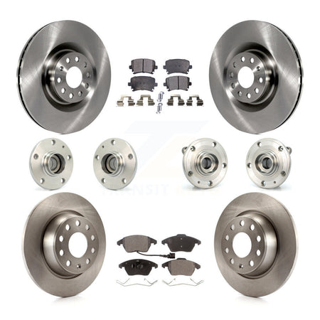 Front Rear Hub Bearings Disc Brake Rotors And Ceramic Pads Kit (10Pc) For Volkswagen CC KBB-125385