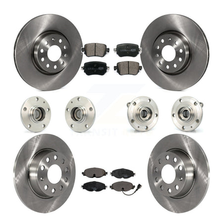 Front Rear Hub Bearing Disc Brake Rotor And Ceramic Pads Kit (10Pc) For Volkswagen Passat KBB-125388