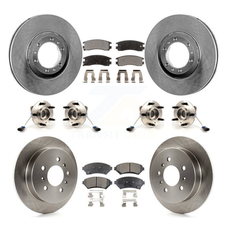 Front Rear Hub Bearing Disc Brake Rotors And Pads Kit (10Pc) For 2001 Pontiac Montana AWD KBB-125396