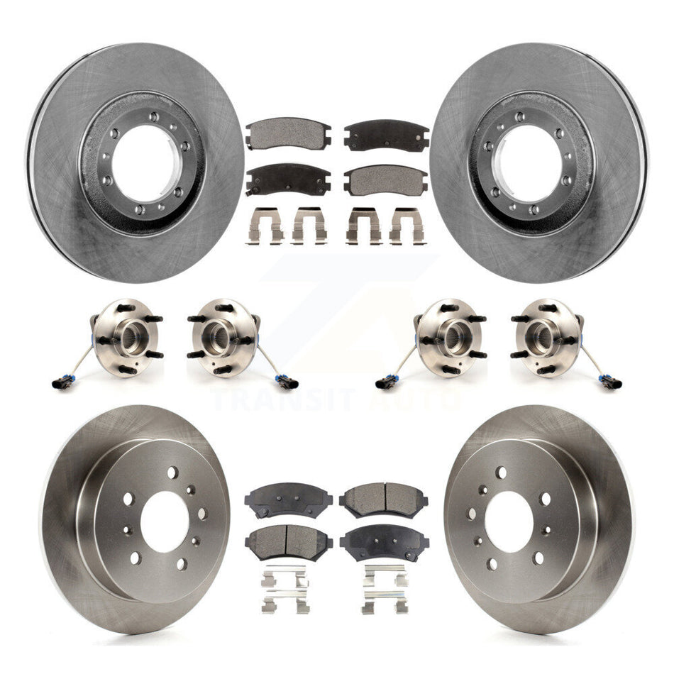 Front Rear Hub Bearing Disc Brake Rotors And Pads Kit (10Pc) For 2001 Pontiac Montana AWD KBB-125396
