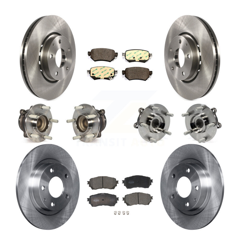 Front Rear Hub Bearing Brake Rotor & Pad Kit (10Pc) For 19-21 Mazda 6 Naturally Aspirated KBB-125397