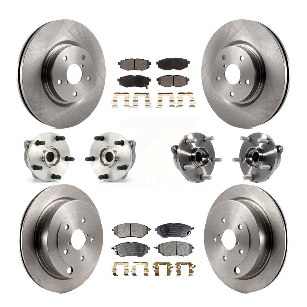 Front Rear Hub Bearing Disc Brake Rotor & Pads Kit (10Pc) For 2006-2007 Subaru B9 Tribeca KBB-125417