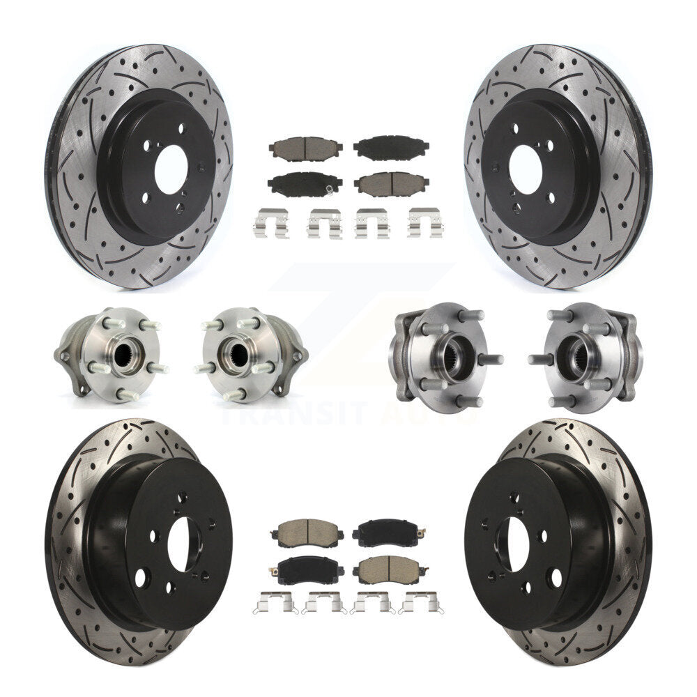 Front Rear Hub Bearings Coated Disc Brake Rotors And Pads Kit (10Pc) For Subaru Crosstrek KBB-125467