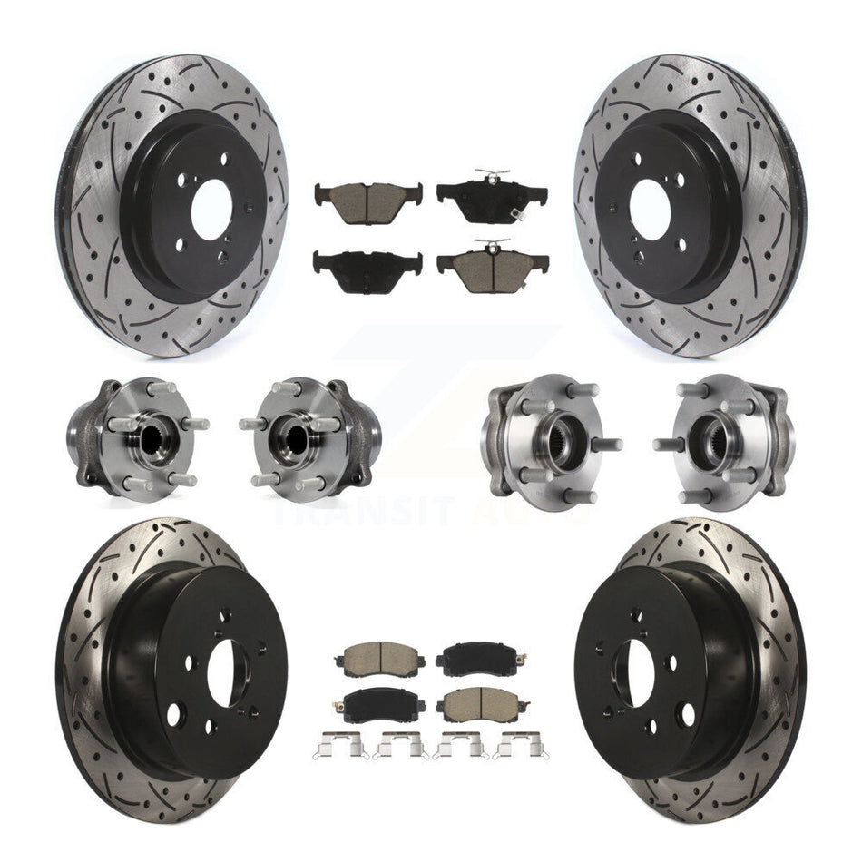 Front Rear Hub Bearing Coat Brake Rotor Pad Kit (10Pc) For 20 Subaru Crosstrek GAS engine KBB-125468