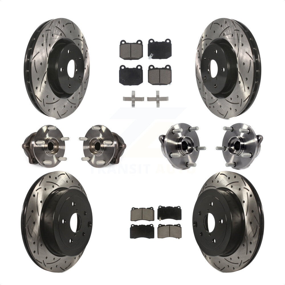 Front Rear Hub Bearing Coated Disc Brake Rotor Pads Kit (10Pc) For Subaru Impreza WRX STI KBB-125471