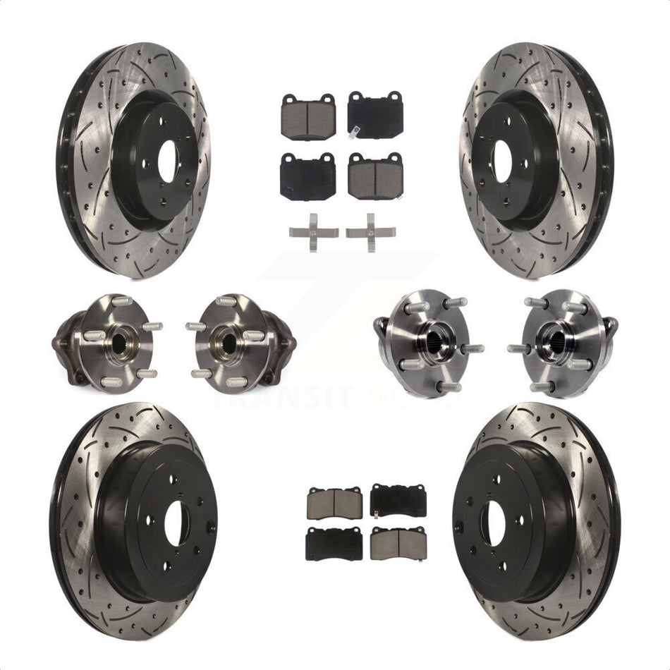 Front Rear Hub Bearing Coated Disc Brake Rotor Pads Kit (10Pc) For Subaru Impreza WRX STI KBB-125471