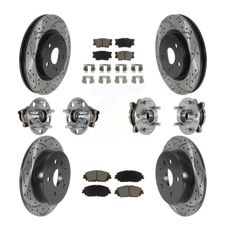 Front Rear Hub Bearings Coated Disc Brake Rotors And Pads Kit (10Pc) For Toyota Camry KBB-125473
