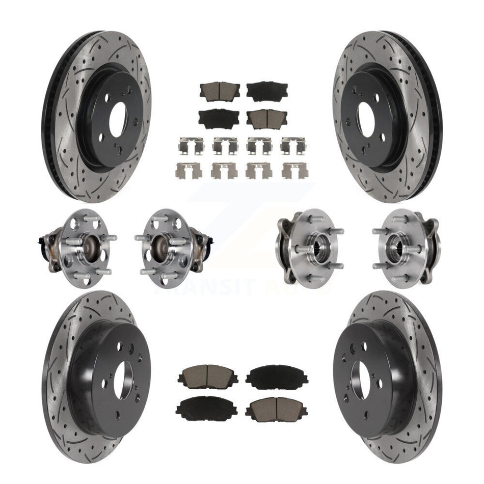 Front Rear Hub Bearings Coated Disc Brake Rotors And Pads Kit (10Pc) For Toyota Camry KBB-125473