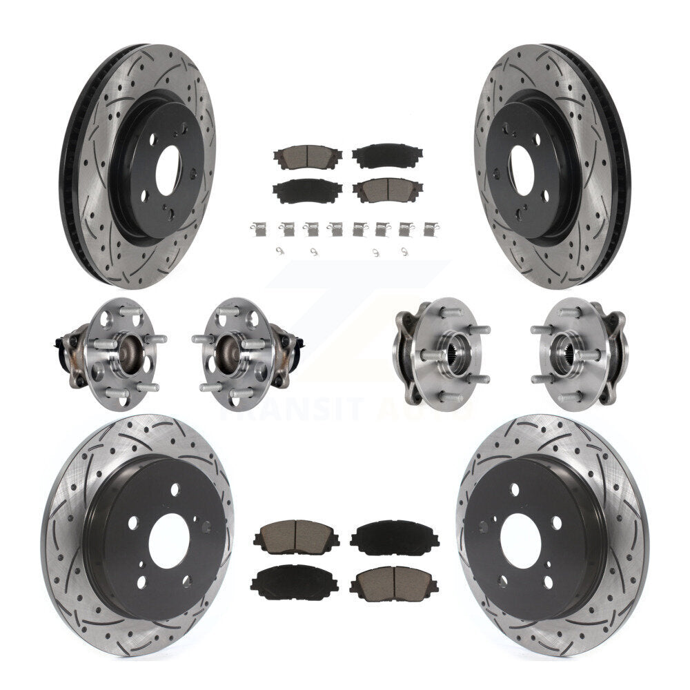Front Rear Hub Bearings Coated Disc Brake Rotors And Pads Kit (10Pc) For Toyota Camry KBB-125475