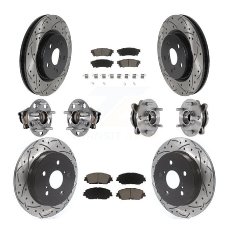 Front Rear Hub Bearings Coated Disc Brake Rotors And Pads Kit (10Pc) For Toyota Camry KBB-125475